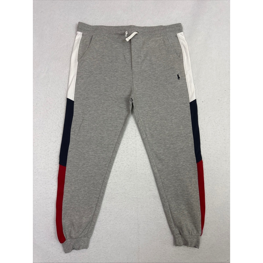 Polo Ralph Lauren Mens 3XL Gray Colorblock Side Stripe Jogger Sweatpants Cotton